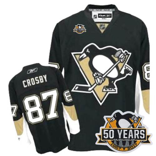Penguins #87 Sidney Crosby Black 50th Anniversary Stitched NHL Jersey